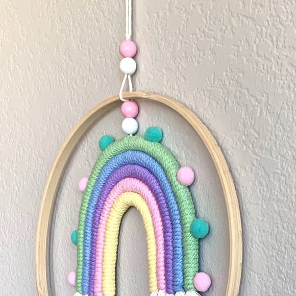 Moveable Mobile Pastel Rainbow Tasseled Wall Hanging Baby Children's Room Decor - Picture 3 of 5
